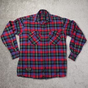 The Vermont Flannel Company Shirt Adult Mens Small Red Plaid Heavy Button Up